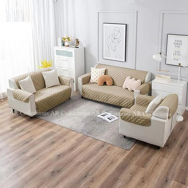 Ultrasonic Quilted Sofa Covers-Beige