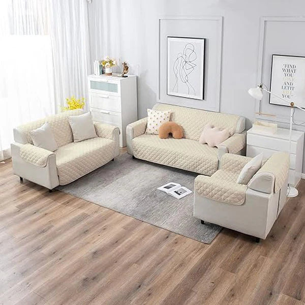 Ultrasonic Quilted Sofa Covers-Off White