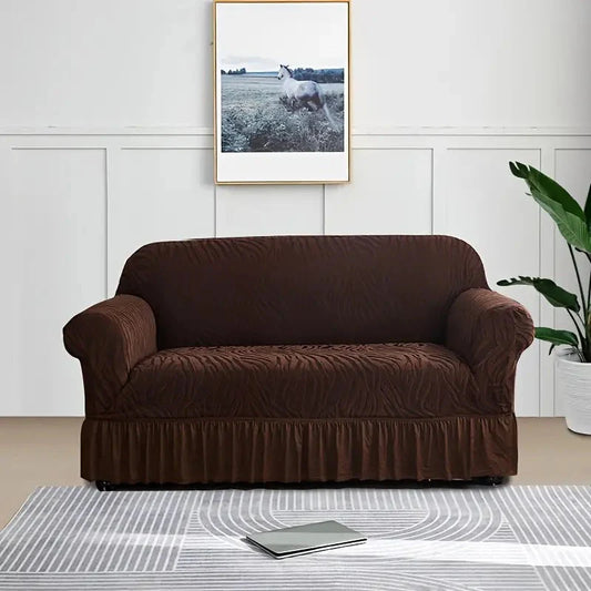 Velvet Stuff Zebra Style Sofa Cover-Brown