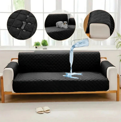 100% Waterproof Quilted Sofa Covers-Black