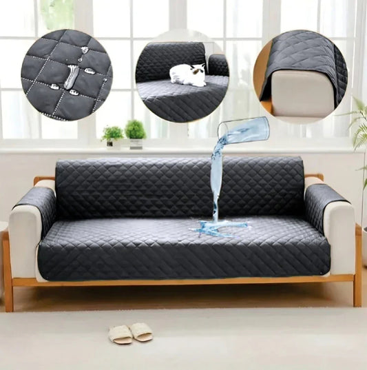 100% Waterproof Quilted Sofa Covers-Grey