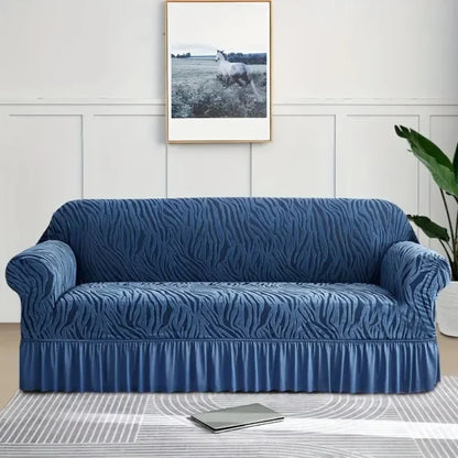 Velvet Stuff Zebra Style Sofa Cover-Navy Blue