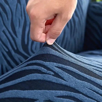 Velvet Stuff Zebra Style Sofa Cover-Navy Blue
