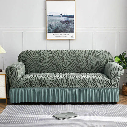 Velvet Stuff Zebra Style Sofa Cover-Sea Green