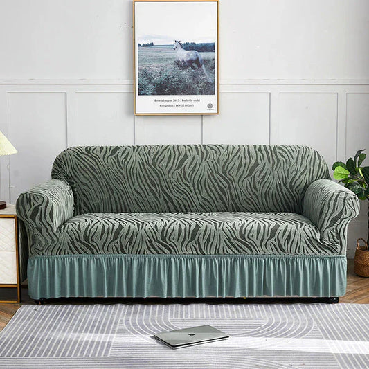 Velvet Stuff Zebra Style Sofa Cover-Sea Green